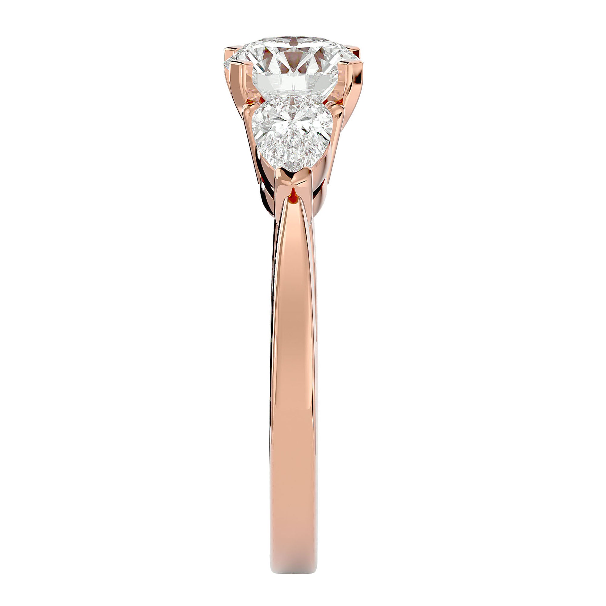 Inel de Logodnă Hélène cu Trei Moissanite de 2.18 ct din 18k Aur Roz - Castelo.ro