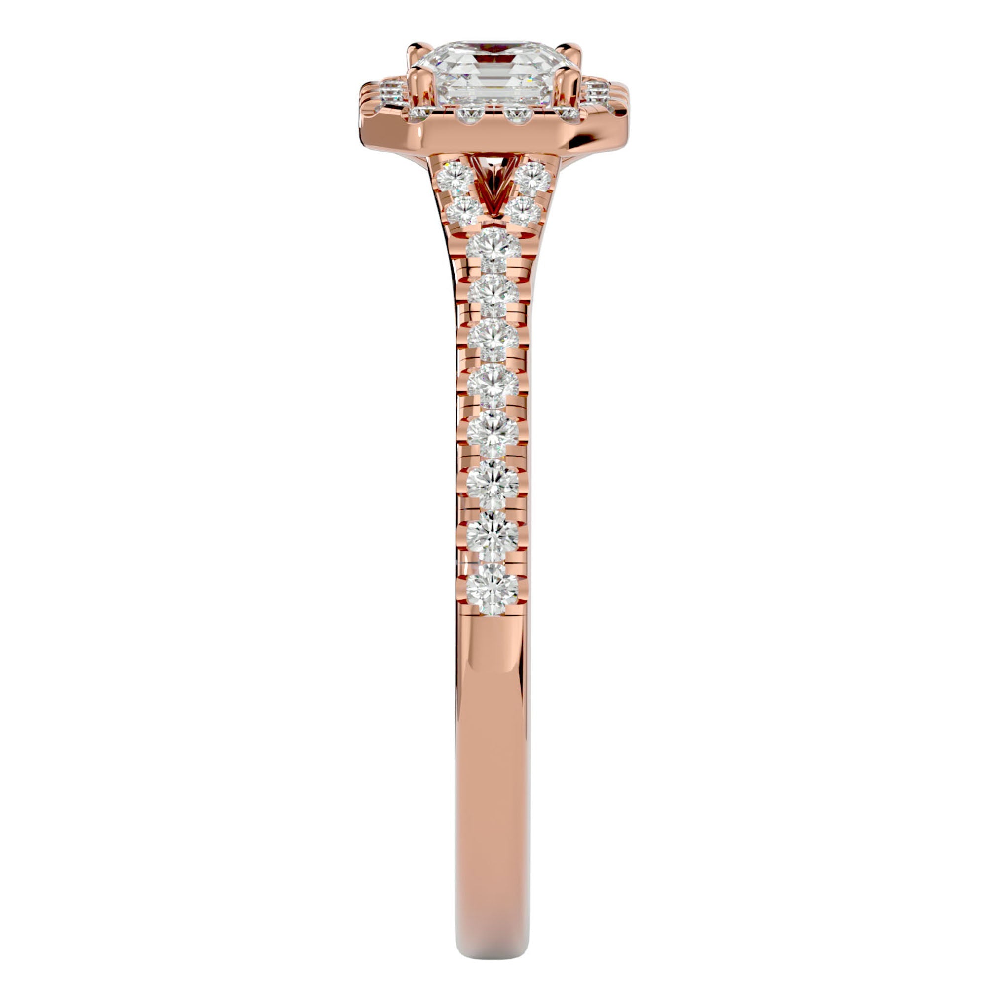 Inel de Logodnă Retro Pavé din Aur 14k cu Diamante Naturale de 0.46 ct din 14k Aur Roz - Castelo.ro