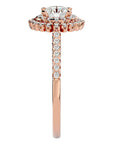 Inel de Logodnă din Aur 14k cu Diamante Naturale Brilliant Duo Halo Pavé de 0.86 ct din 14k Aur Roz - Castelo.ro