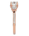 Inel de Logodnă din Aur 14k cu Trei Diamante Naturale Solitaire Pavè de 1.90 ct din 14k Aur Roz - Castelo.ro