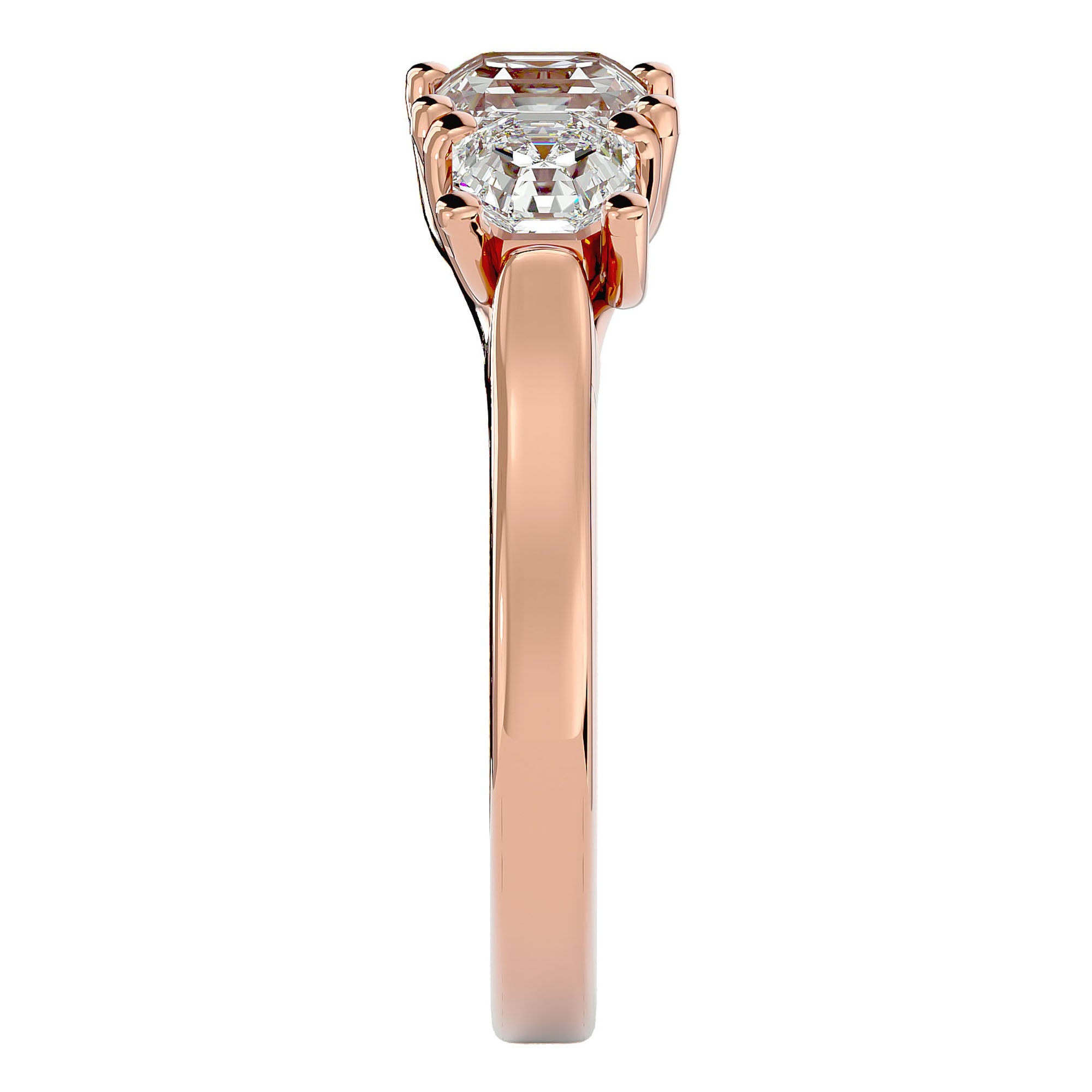 Inel de Logodnă cu Trei Diamante Naturale de 2.20 ct din 18k Aur Roz - Castelo.ro