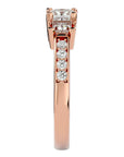 Inel de Logodnă din Aur 14k Trei Diamante Naturale Pavè de 1.28 ct din 14k Aur Roz - Castelo.ro