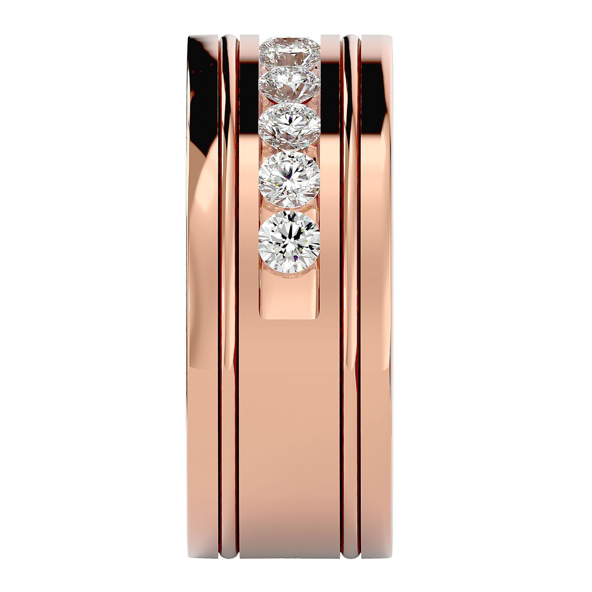 Verighetă Juliette cu Bandă De Diamante Naturale de 1.01 ct din 18k Aur Roz - Castelo.ro