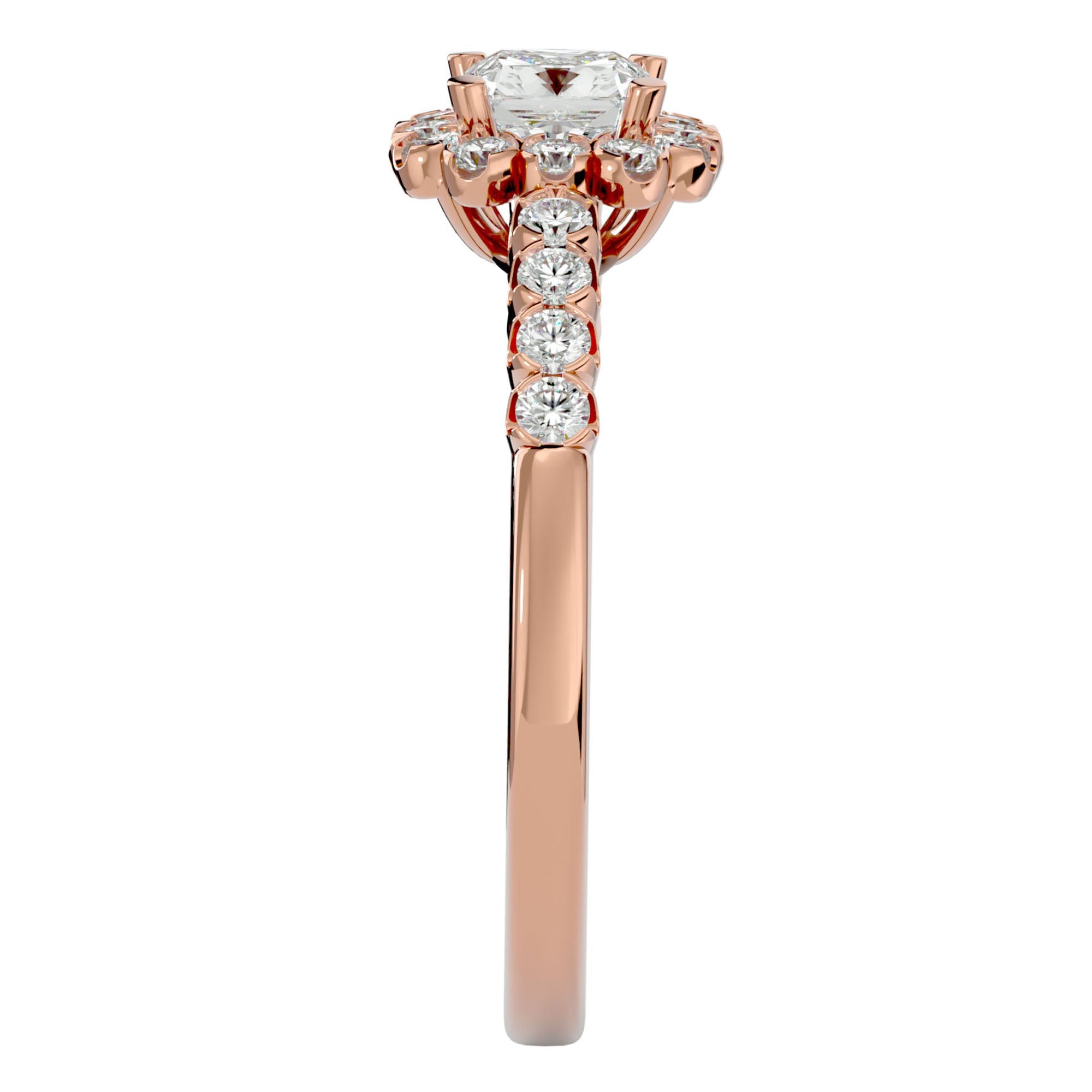 Inel de Logodnă Fleur Pavé din Aur 14k cu Diamante Naturale de 0.94 ct din 14k Aur Roz - Castelo.ro