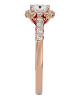 Inel de Logodnă Fleur Pavé din Aur 14k cu Diamante Naturale de 0.94 ct din 14k Aur Roz - Castelo.ro