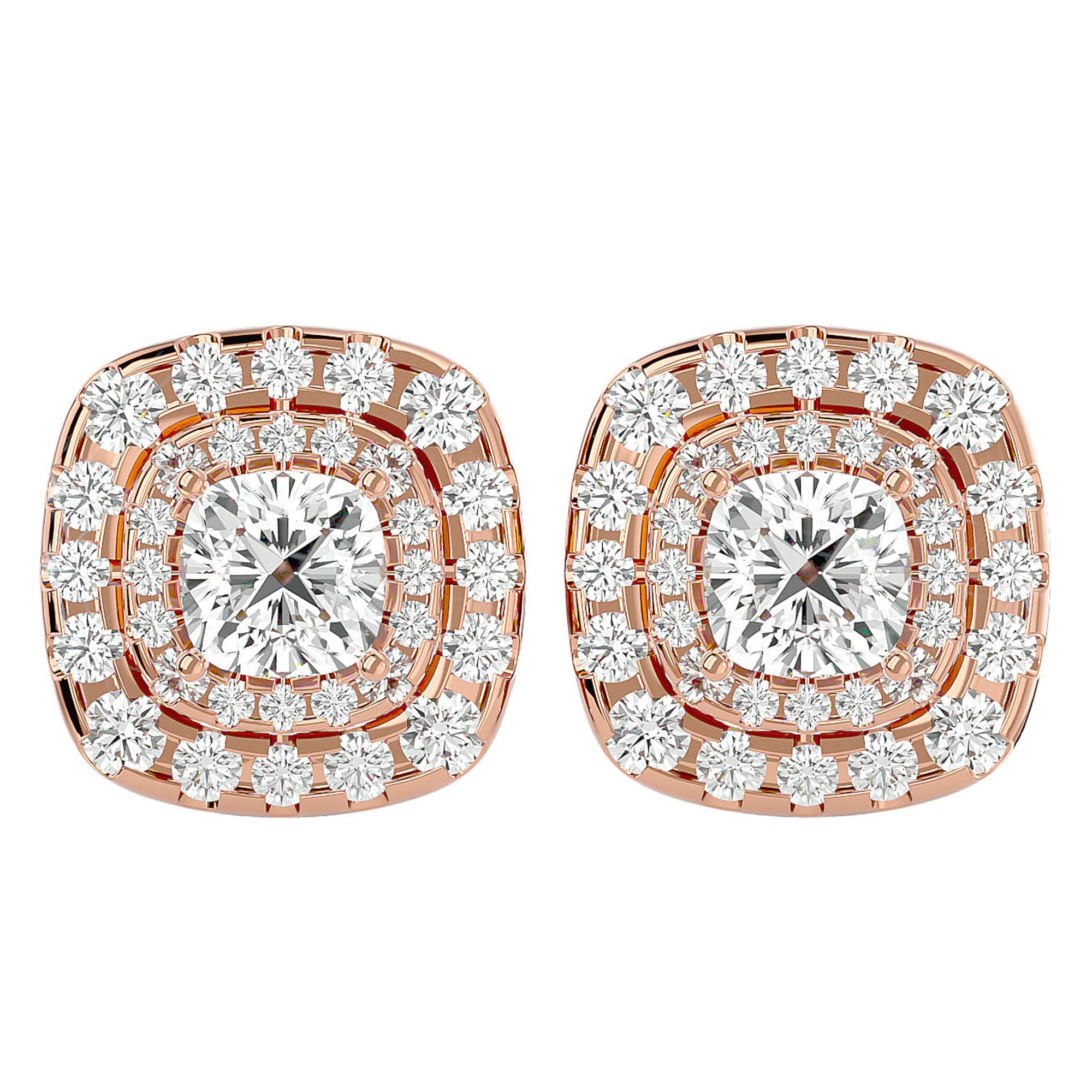 Cercei Stud Cu Moissanite de 2.2 ct din 18k Aur Roz - Castelo.ro