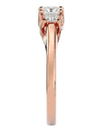 Inel de Logodnă cu Trei Diamante Naturale In Forma De Prințesă de 0.59 ct din 18k Aur Roz - Castelo.ro