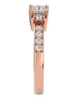 Inel de Logodnă din Aur 14k Trei Diamante Create în Laborator Pavè de 1.28 ct din 14k Aur Roz - Castelo.ro