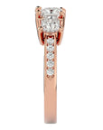 Inel de Logodnă Trei Diamante Create în Laborator Pavè de 2.20 ct din 18k Aur Roz - Castelo.ro