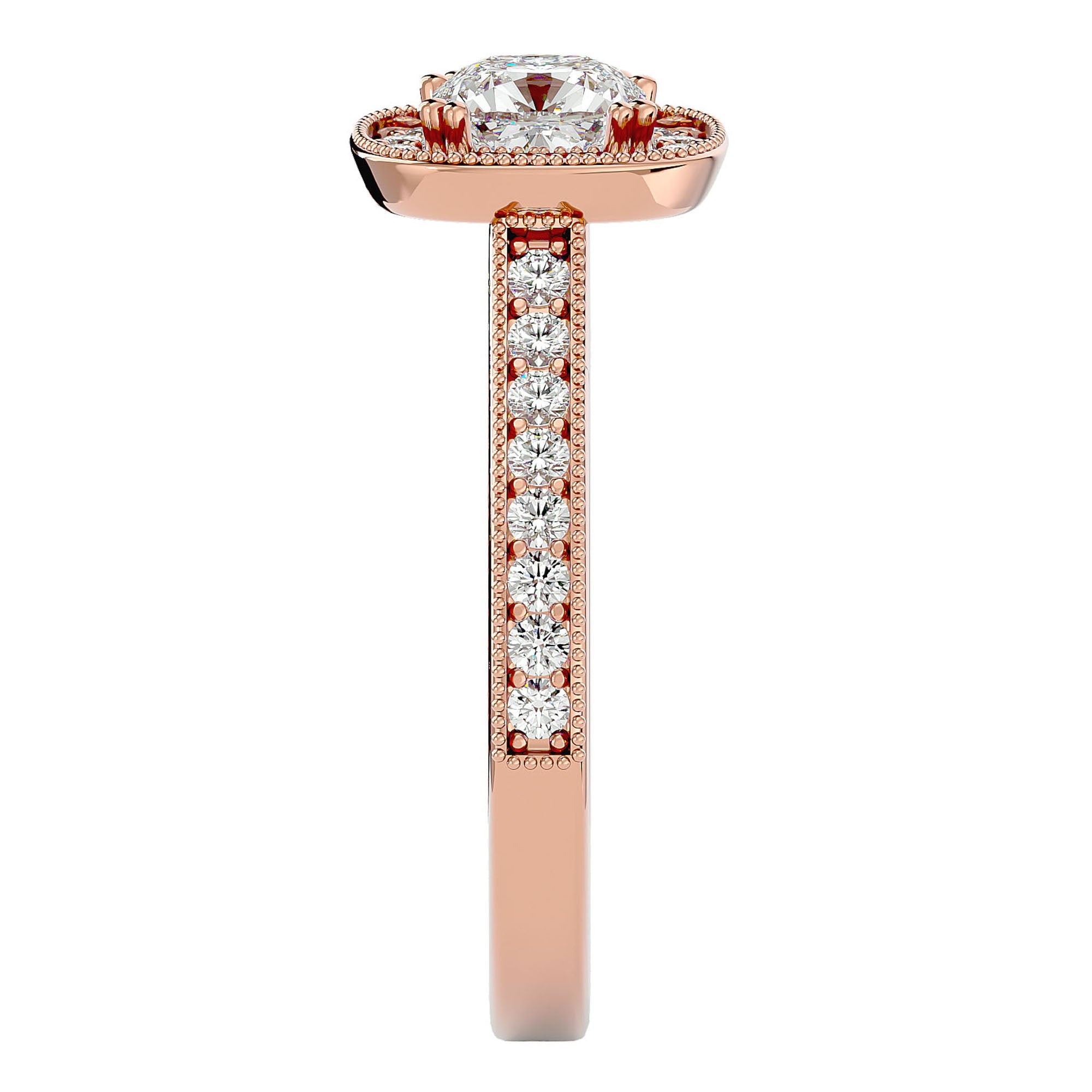 Inel de Logodnă Halo Pavé din Aur 14k cu Diamante Create în Laborator de 1.92 ct din 18k Aur Roz - Castelo.ro