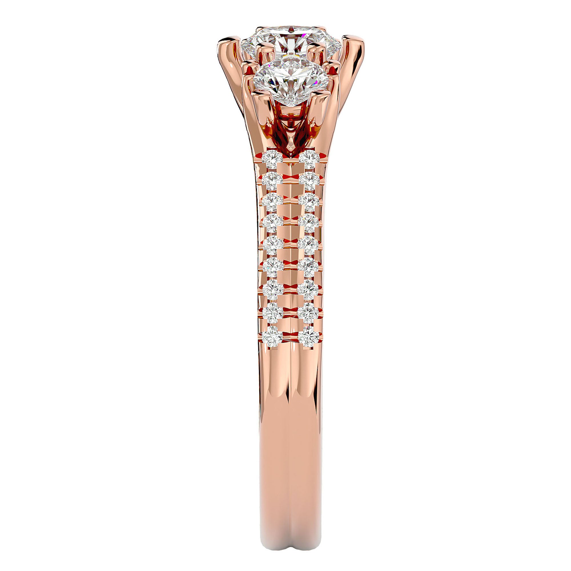 Inel de Logodnă Solitaire Pavè cu Moissanite de 0.90 ct din 18k Aur Roz - Castelo.ro