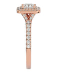 Inel Tăietură Princess Si Cadru Halo cu Moissanite de 0.95 ct din 18k Aur Roz - Castelo.ro