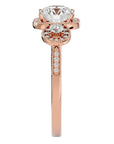 Inel de Logodnă Vintage din Aur 14k Cu Trei Diamante Naturale de 1.43 ct din 14k Aur Roz - Castelo.ro