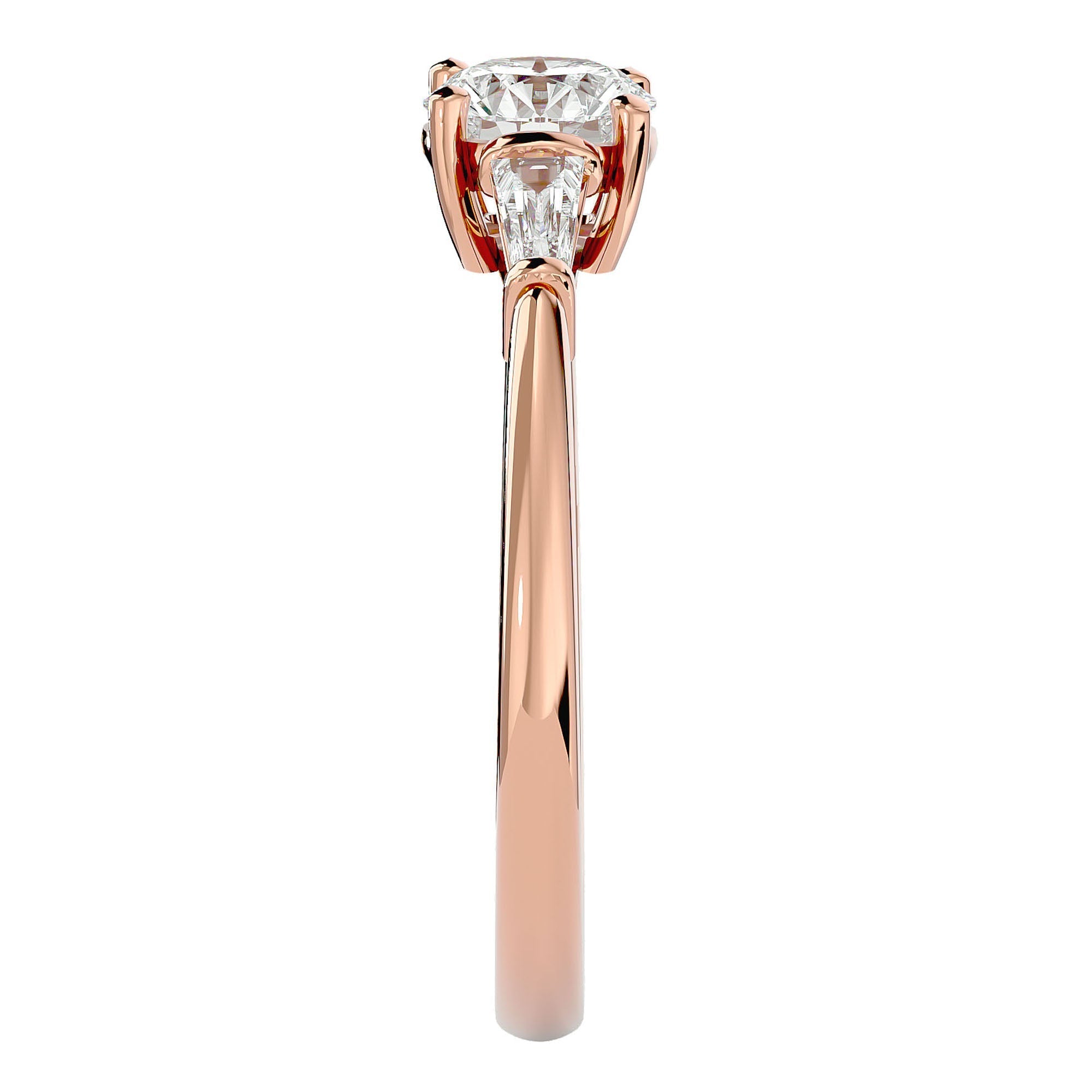 Inel de Logodnă din Aur 14k cu Trei Diamante Create în Laborator de 0.93 ct din 14k Aur Roz - Castelo.ro