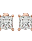 Cercei Stud Montură Prințesă cu Diamant Natural de 1 ct din 18k Aur Roz - Castelo.ro