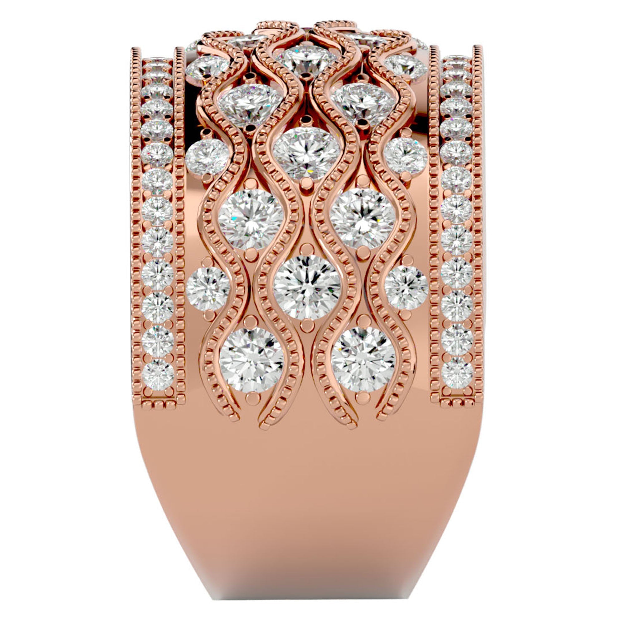 Inel Regal Vintage din Aur 14k cu Diamante Create în Laborator de 1.73 ct din 14k Aur Roz - Castelo.ro