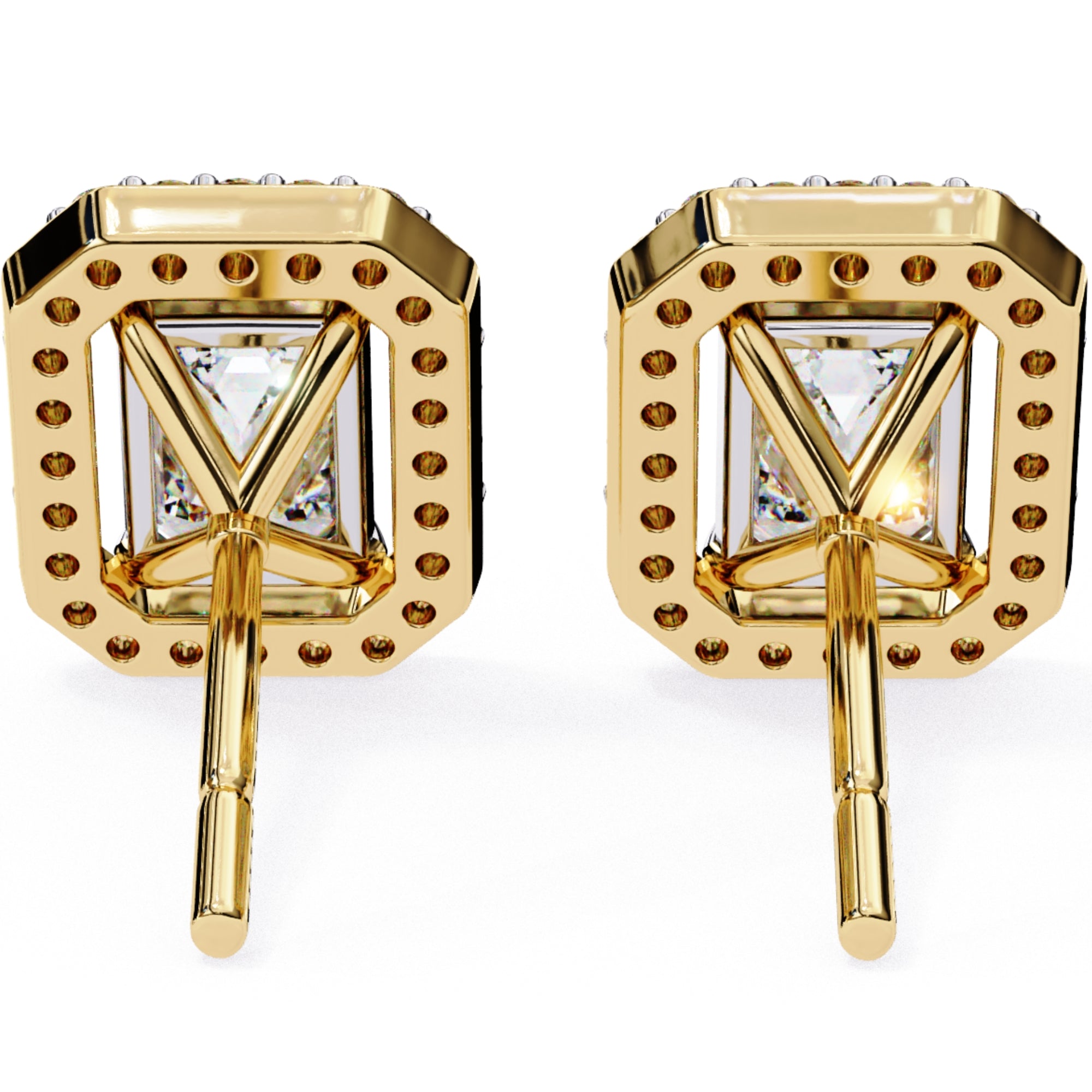 Cercei Stud Louvre Radiant cu Diamante Create în Laborator de 0.86 ct din 18K Aur Galben - Castelo.ro