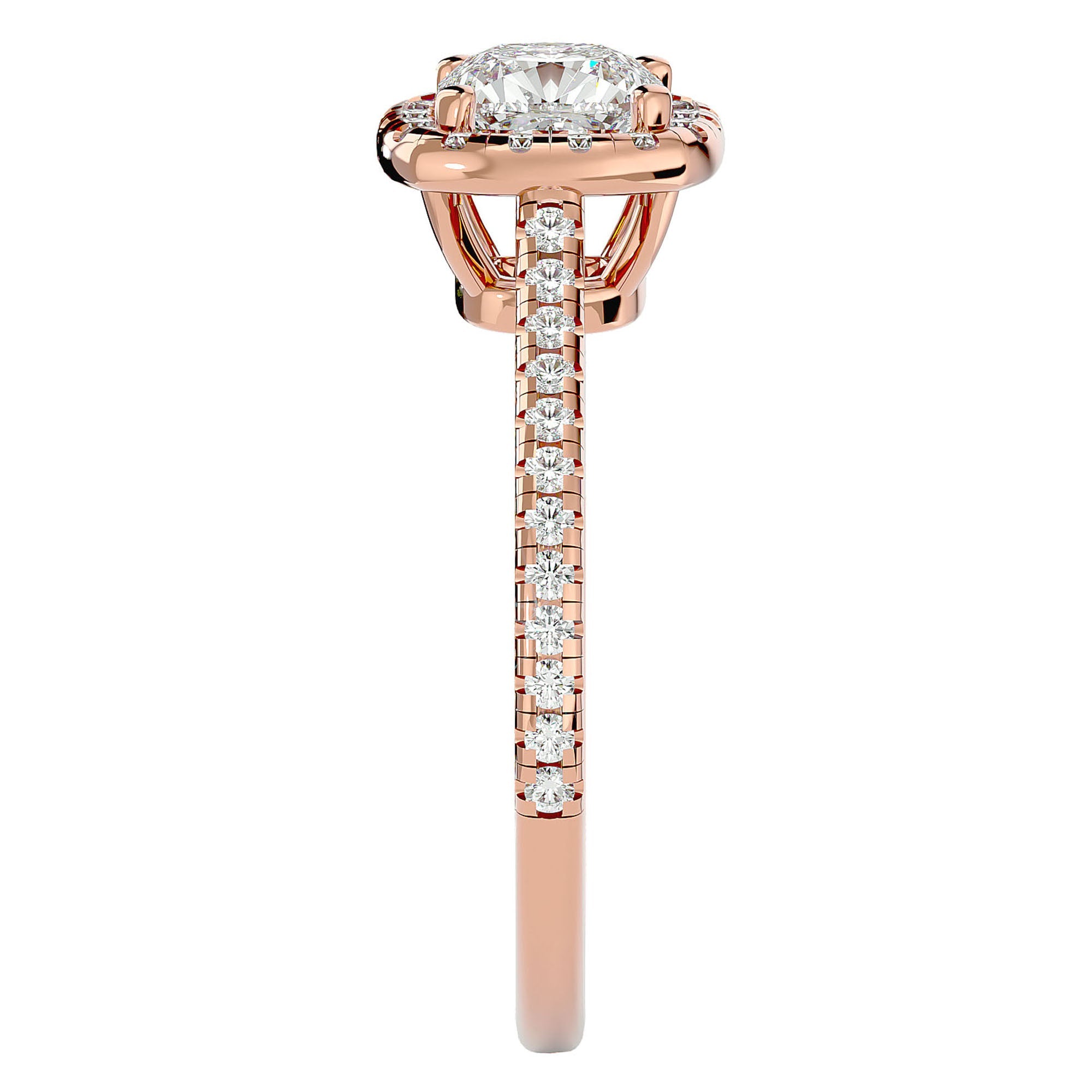 Inel de Logodnă Halo Pavé cu Diamante Create în Laborator de 1.79 ct din 18k Aur Roz - Castelo.ro