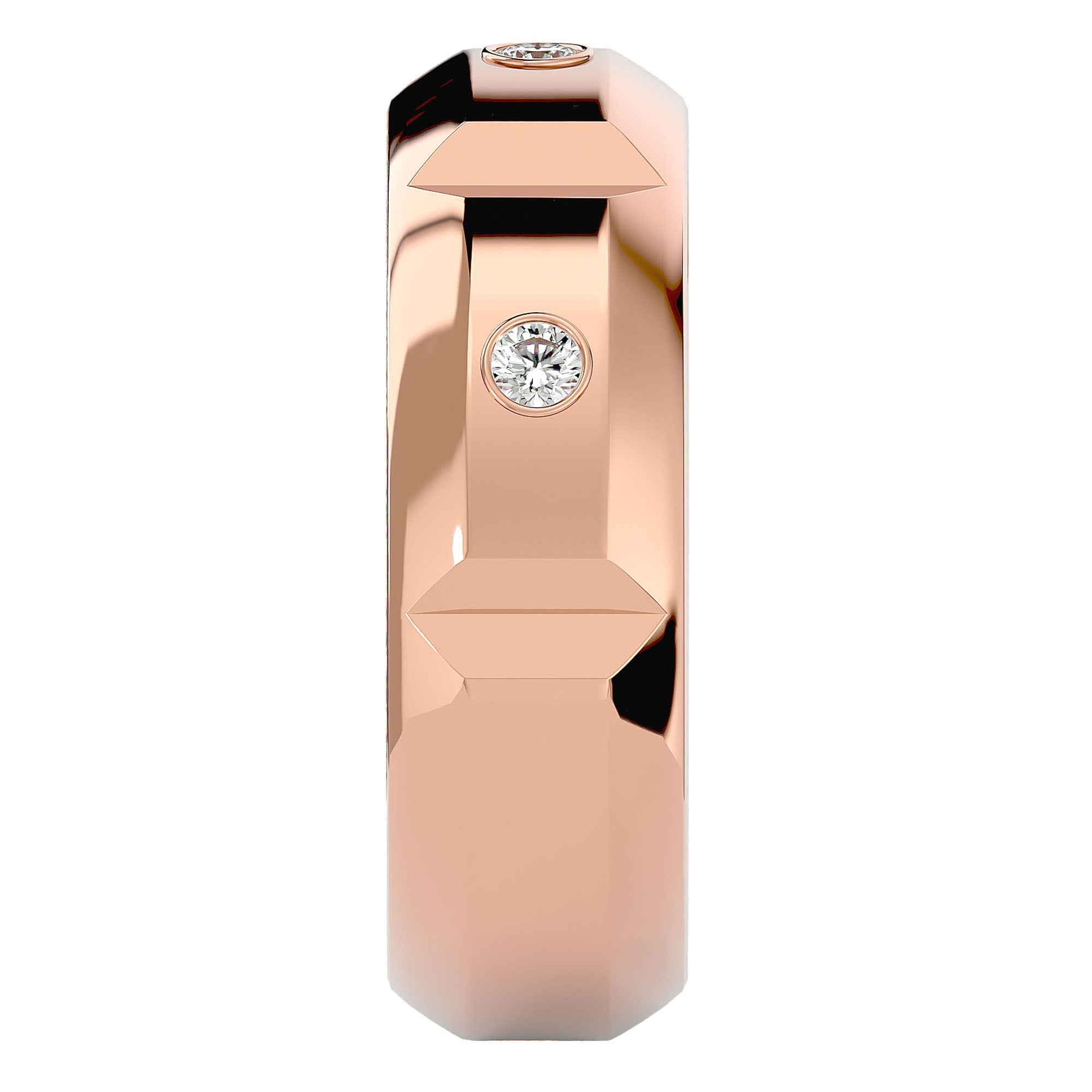 Verighetă din Aur 14k cu Bandă De Diamante Naturale de 0.18 ct din 14k Aur Roz - Castelo.ro