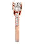 Inel de Logodnă Trei Diamante Naturale Pavè de 2.20 ct din 18k Aur Roz - Castelo.ro