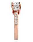 Inel de Logodnă Trei Diamante Naturale Pavè de 2.20 ct din 18k Aur Roz - Castelo.ro