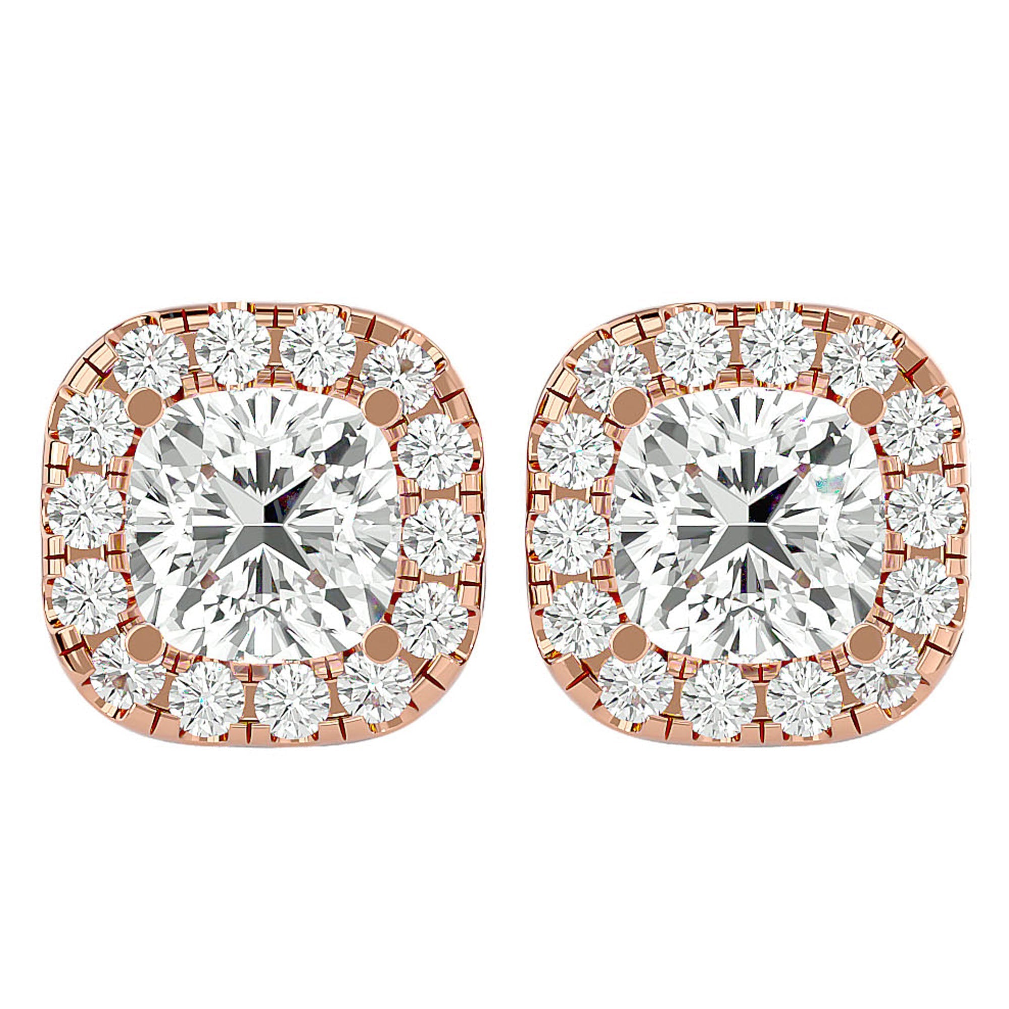 Cercei Stud Cu Diamante Create în Laborator de 2.06 ct din 18k Aur Roz - Castelo.ro