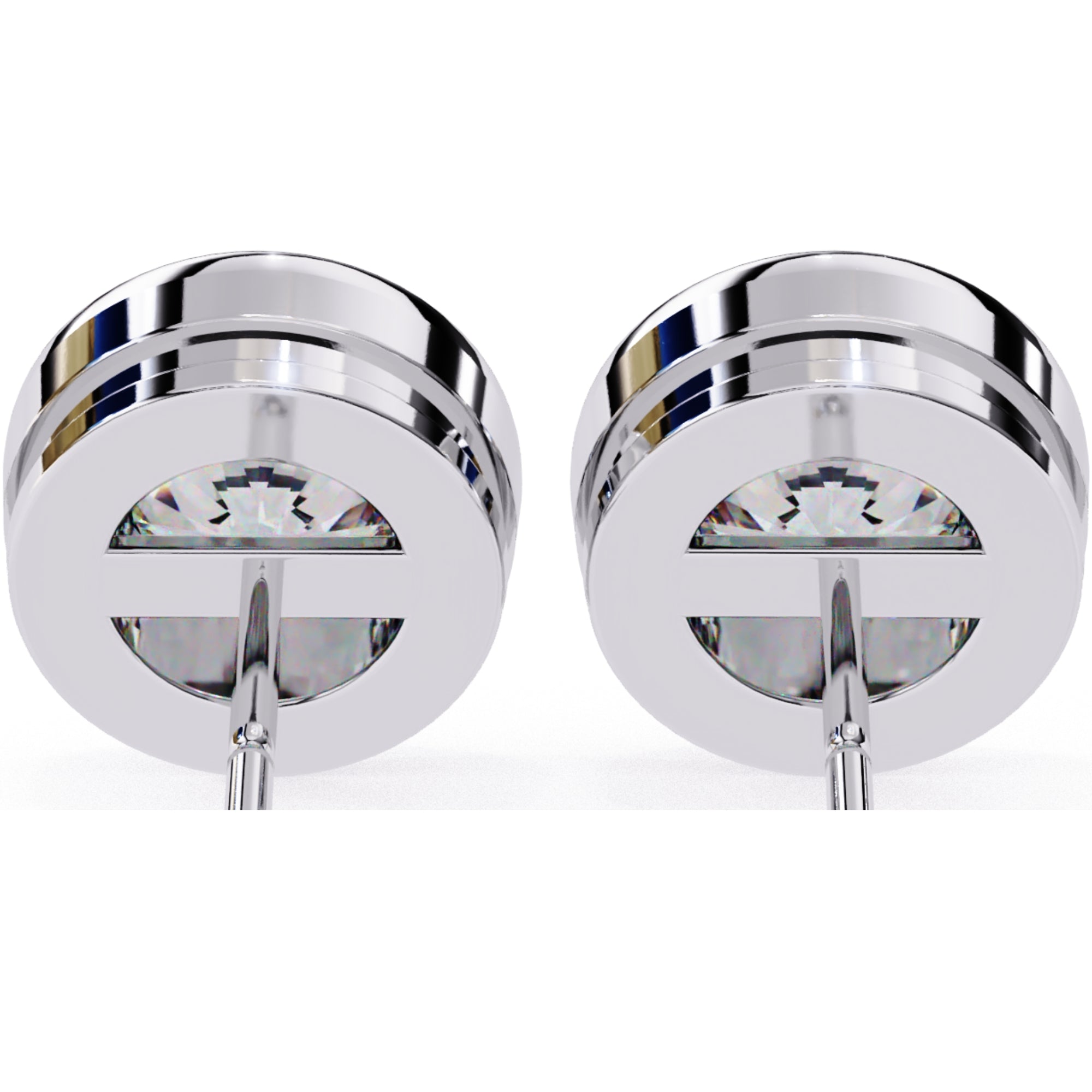 Cercei Stud Bezel din Aur 14k cu Moissanite Tăietură Briliant de 2.5 ct din 14K Aur Alb - Castelo.ro