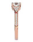 Inel de Logodnă cu Trei Diamante Create în Laborator Pavè de 1.63 ct din 18k Aur Roz - Castelo.ro