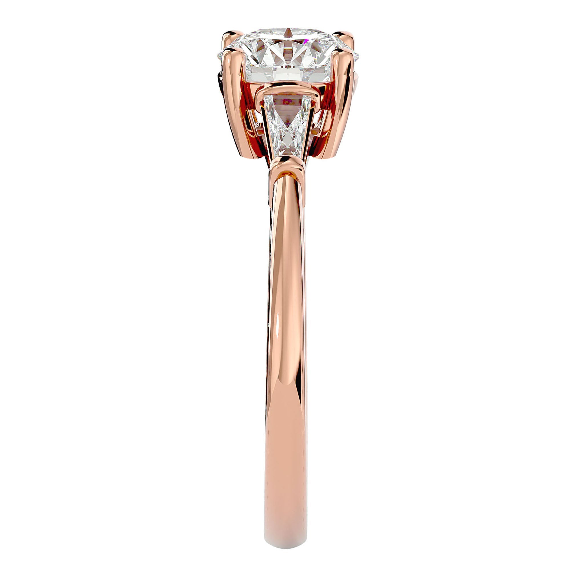 Inel de Logodnă cu Trei Moissanite de 1.22 ct din 18k Aur Roz - Castelo.ro