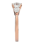 Inel de Logodnă Hélène cu Trei Diamante Naturale de 2.18 ct din 18k Aur Roz - Castelo.ro