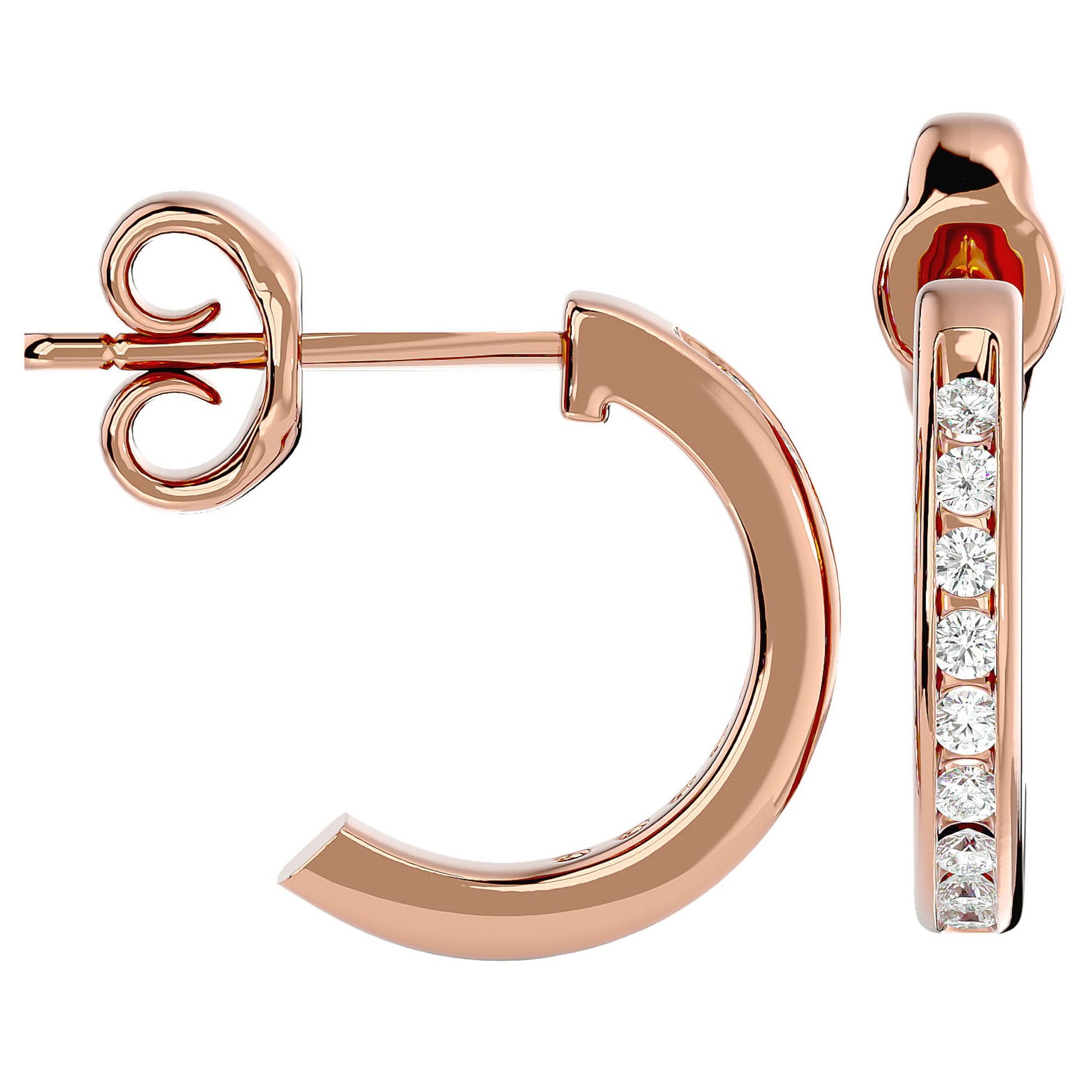 Cercei Hoop Regali cu Diamante Naturale de 0.54 ct din 18k Aur Roz - Castelo.ro