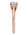 Inel de Logodnă Trei Diamante Naturale Cu Tăietură De Prințesă de 0.96 ct din 18k Aur Roz - Castelo.ro