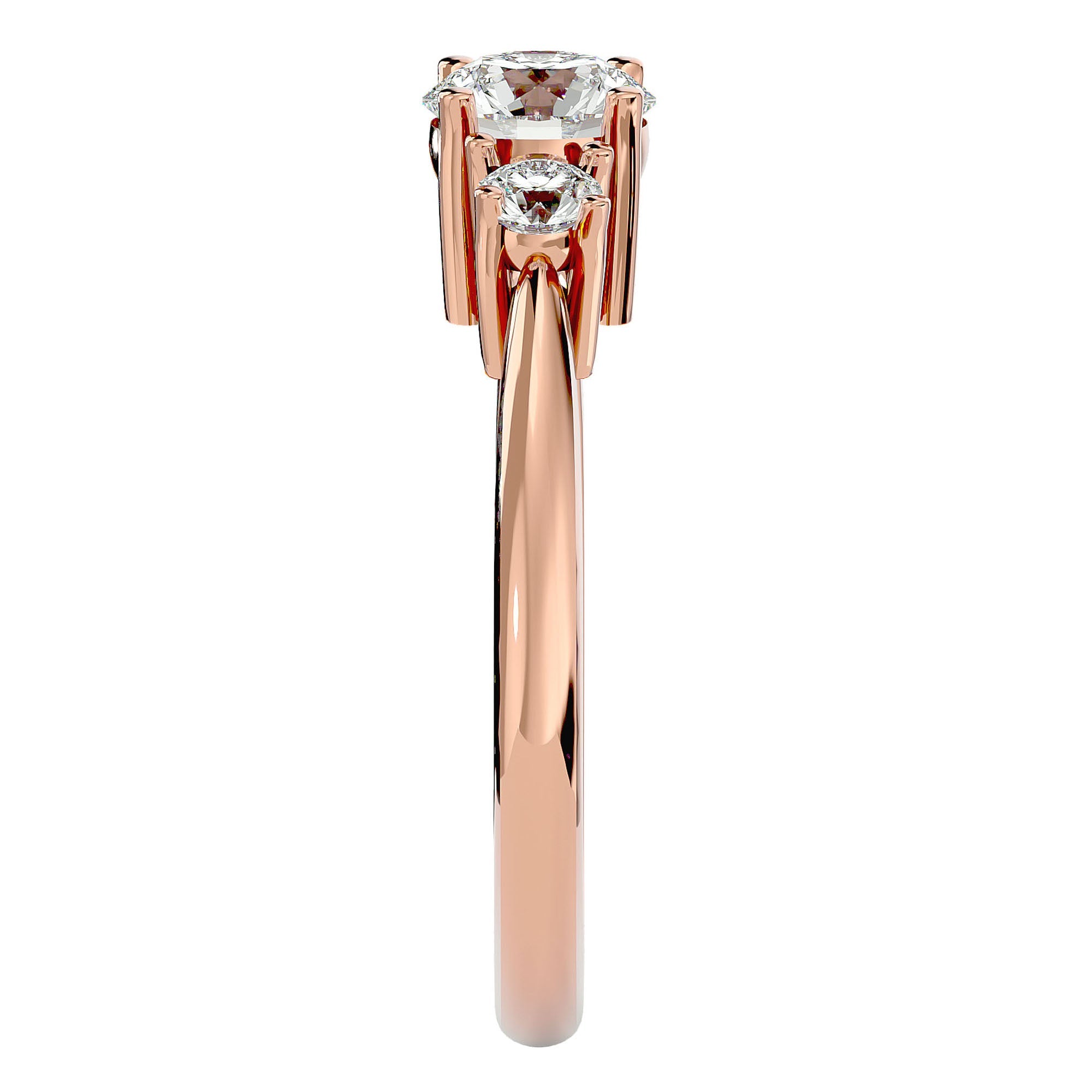 Inel de Logodnă cu Trei Diamante Naturale Pavè de 1.18 ct din 18k Aur Roz - Castelo.ro