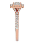 Inel Tăietură Princess Si Cadru Halo cu Diamante Naturale de 0.95 ct din 18k Aur Roz - Castelo.ro