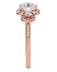 Inel de Logodnă Vintage Cu Trei Moissanite de 1.43 ct din 18k Aur Roz - Castelo.ro