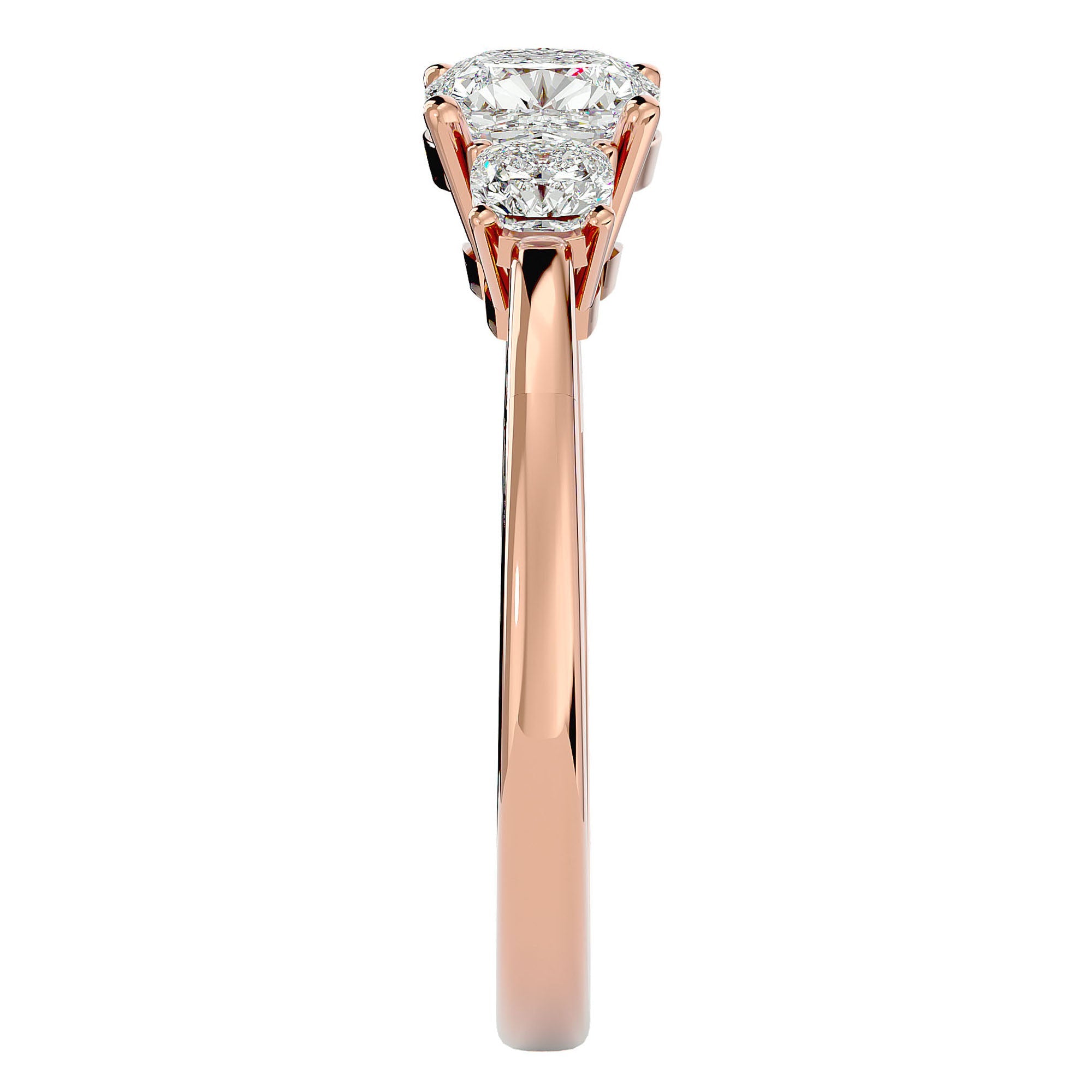 Inel de Logodnă Solitaire cu Trei Moissanite de 1.57 ct din 18k Aur Roz - Castelo.ro