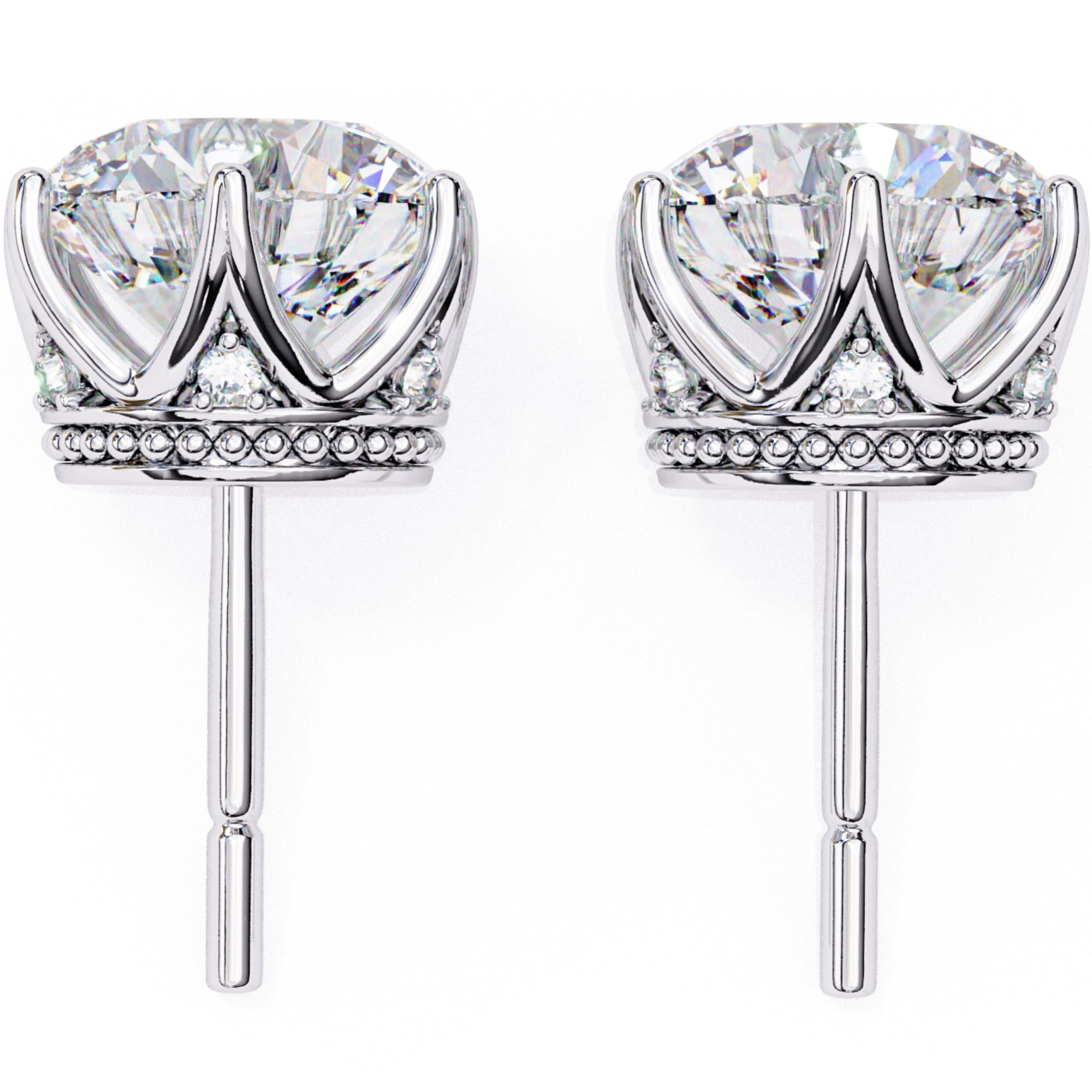Cercei Stud Royal Cu Diamante Naturale Tăietură Briliant de 2.6 ct din - Castelo.ro