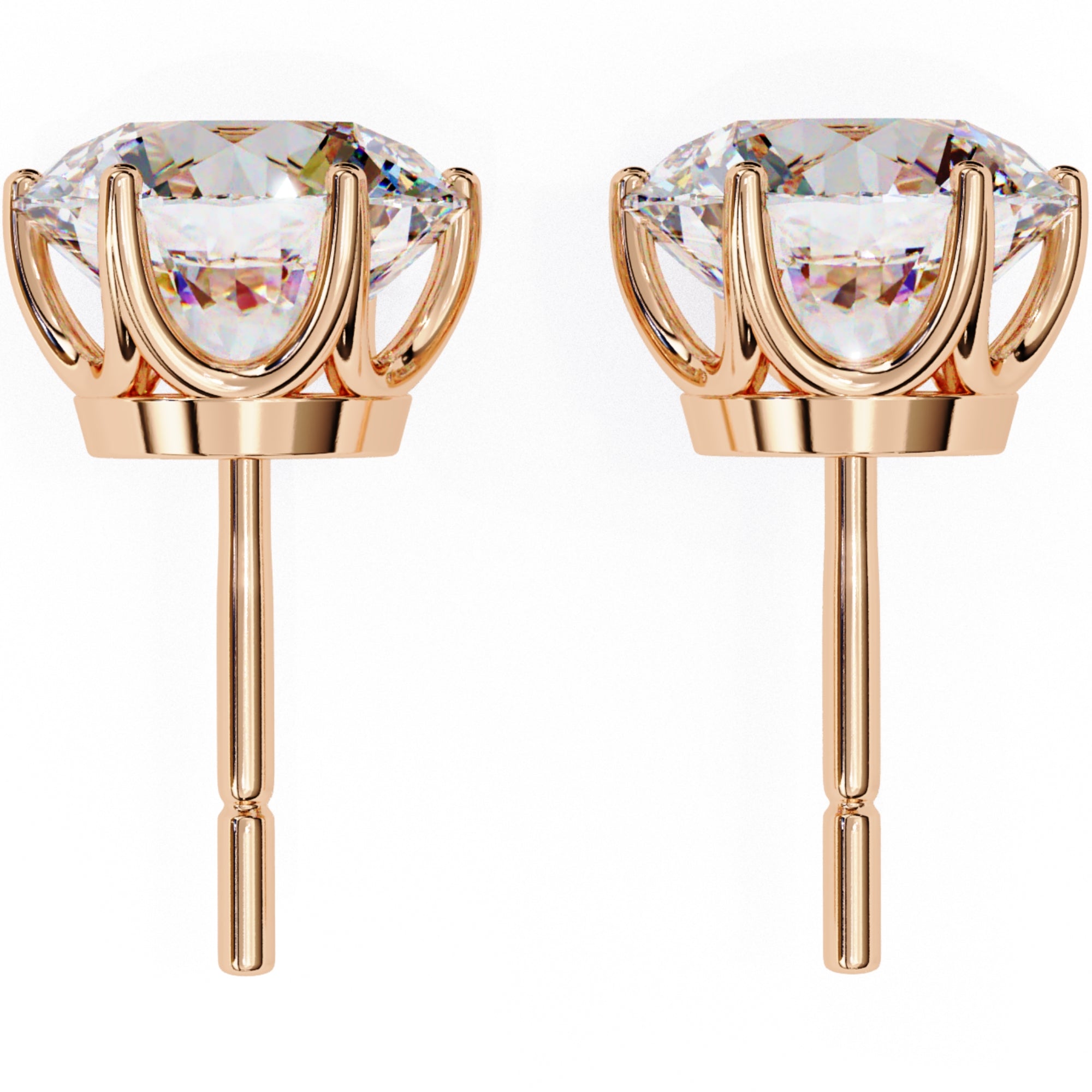 Cercei Stud Majestic din Aur 14k cu Diamante Naturale Tăietură Briliant de 2.5 ct din 14K Aur Roz - Castelo.ro