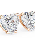 Cercei Stud Inima din Aur 14k cu Moissanite Tăietură Heart de 2.4 ct din 14K Aur Roz - Castelo.ro