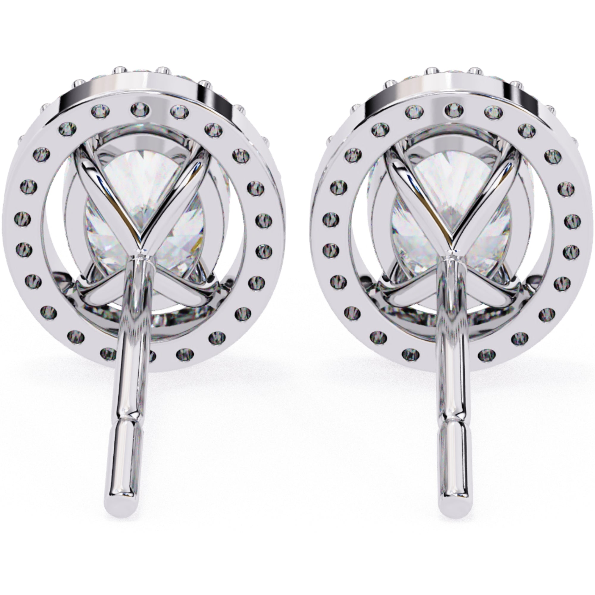 Cercei Stud Oval Star din Aur 14k cu Diamante Create în Laborator de 0.97 ct din 14K Aur Alb - Castelo.ro