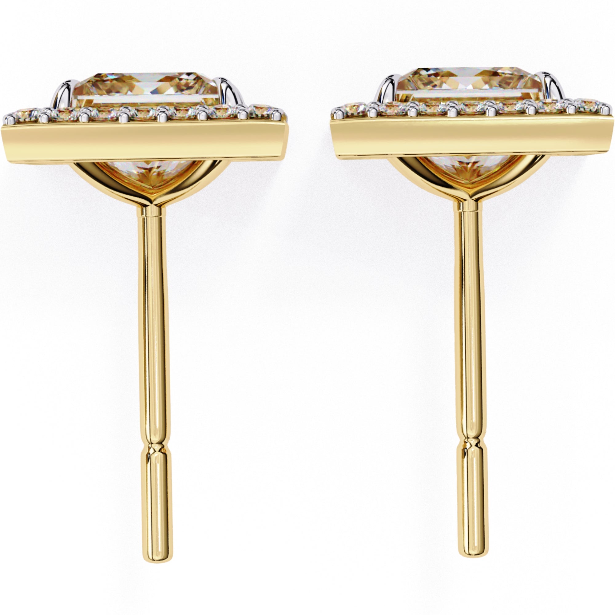 Cercei Stud Square cu Diamante Create în Laborator de 0.84 ct din 18K Aur Galben - Castelo.ro
