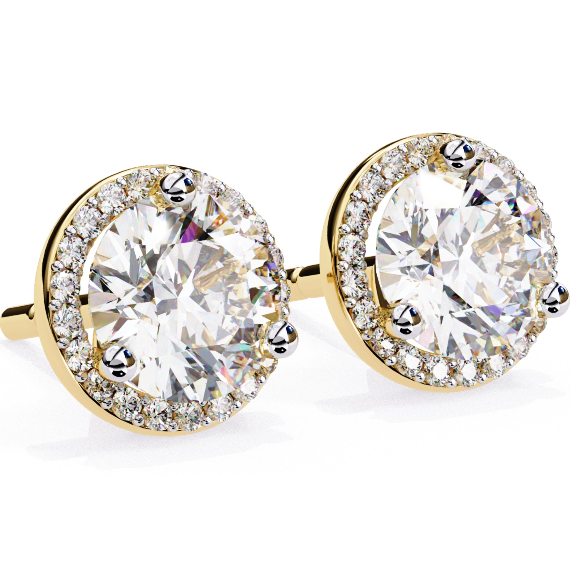 Cercei Stud Halo Dreams din Aur 14k cu Moissanite de 1.95 ct
