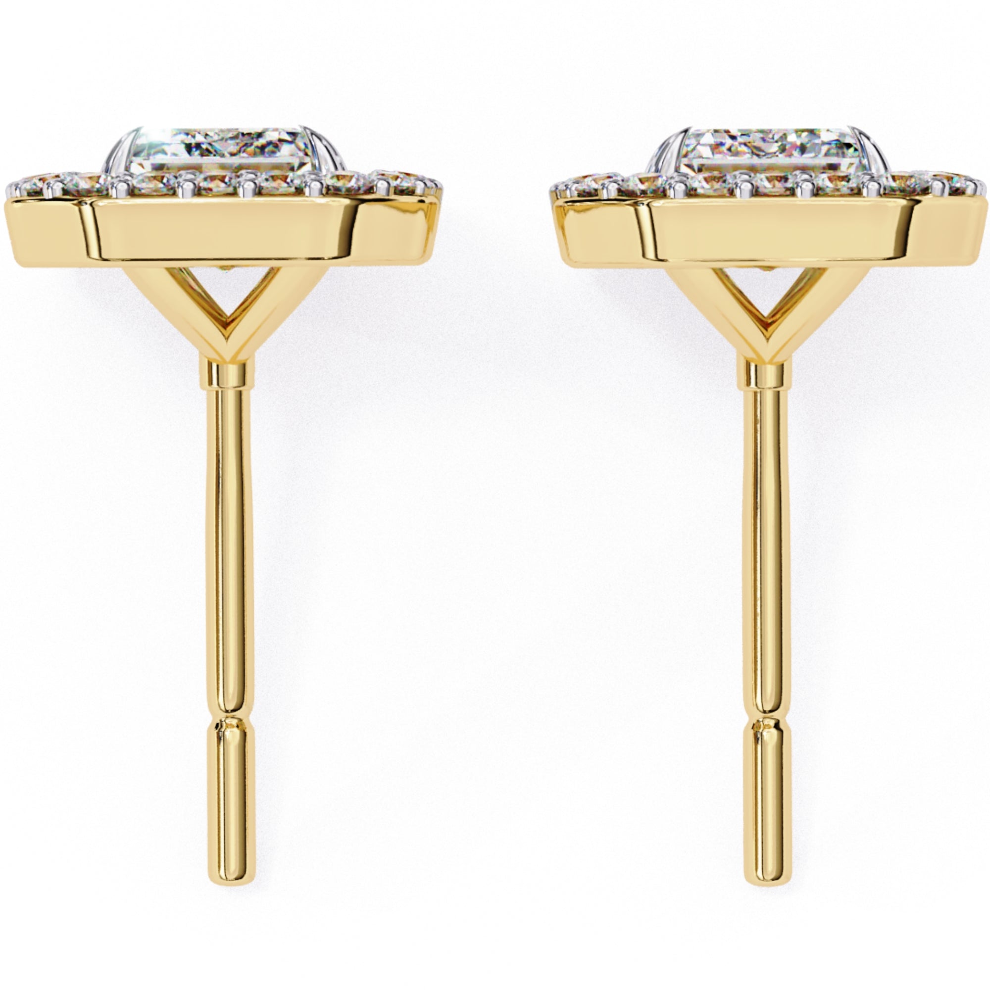 Cercei Stud Louvre Radiant cu Diamante Create în Laborator de 0.86 ct din 18K Aur Galben - Castelo.ro