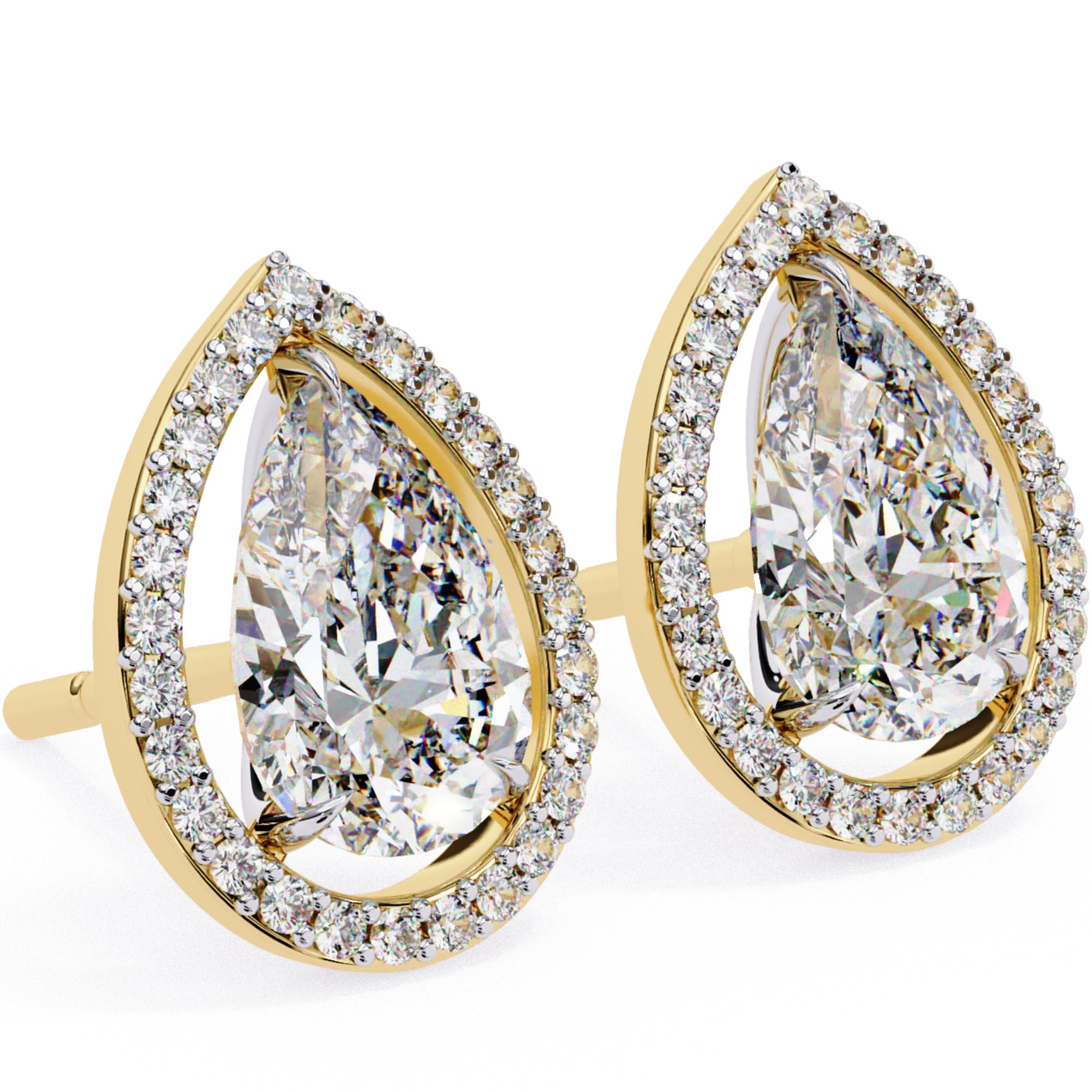 Cercei Stud Tear Drop din Aur 14k cu Moissanite de 0.81 ct din 14K Aur Galben - Castelo.ro