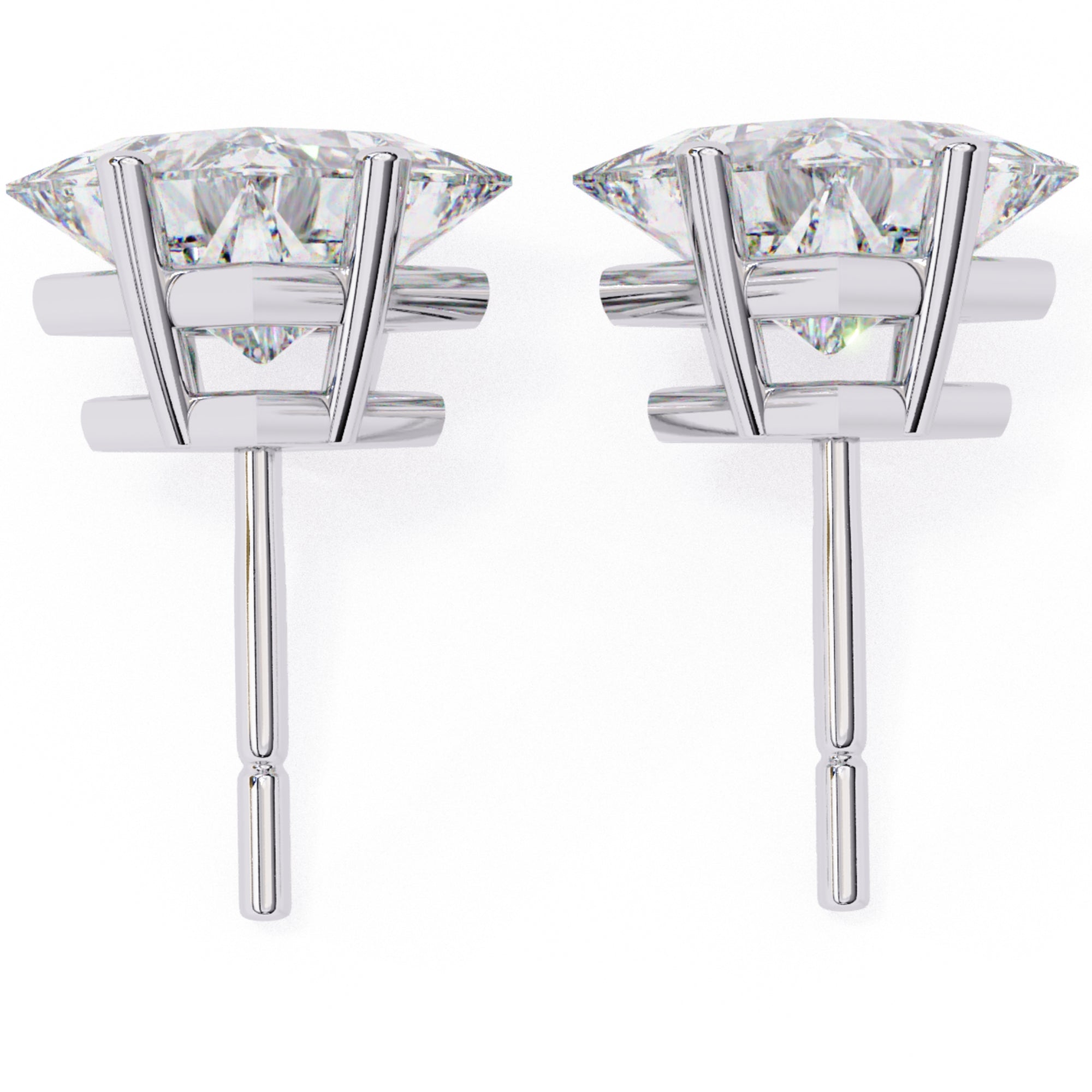 Cercei Stud Cu Diamante Naturale Tăietură Princess de 2 ct din - Castelo.ro
