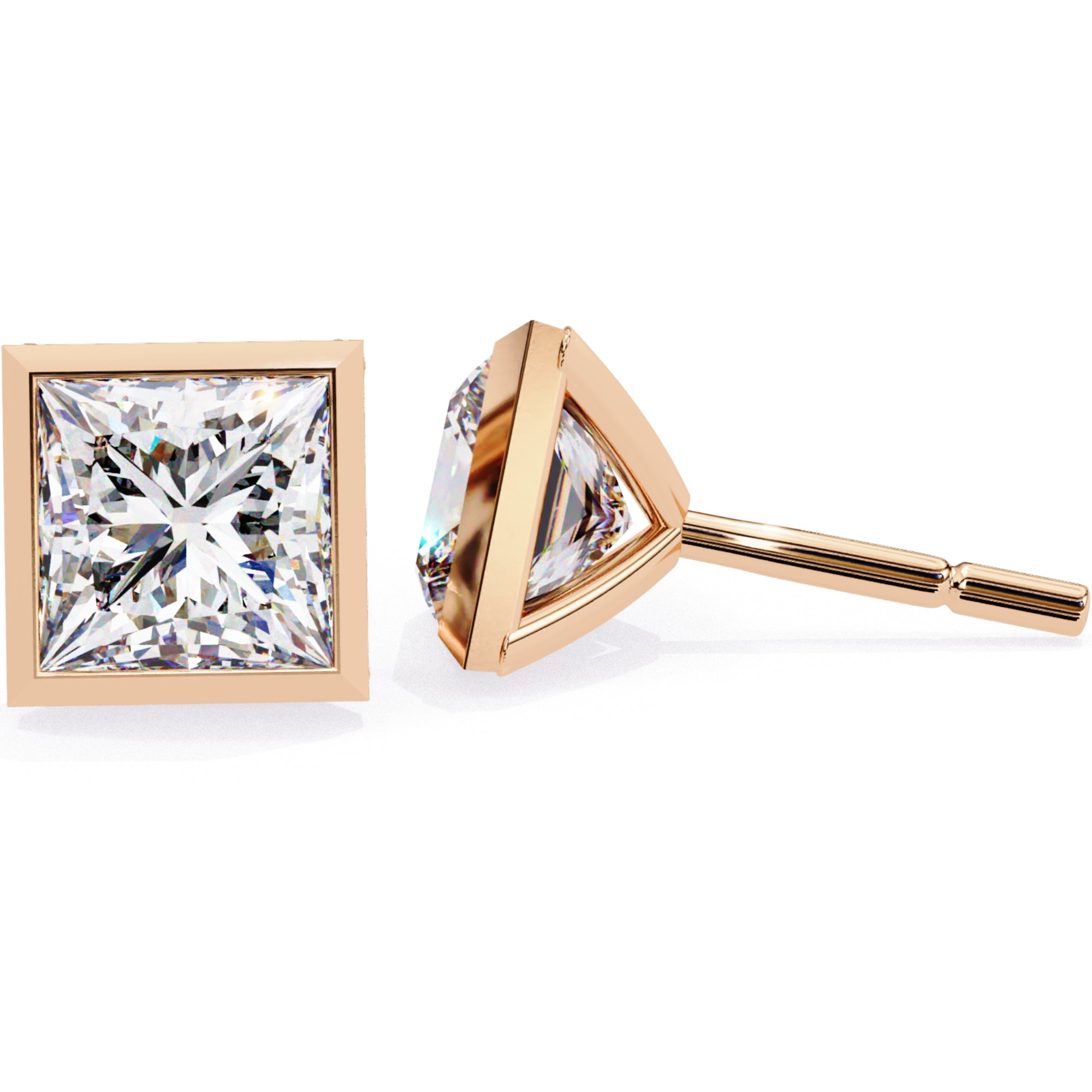 Cercei Stud Ravenna Princess din Aur 14k cu Moissanite de 1.77 ct