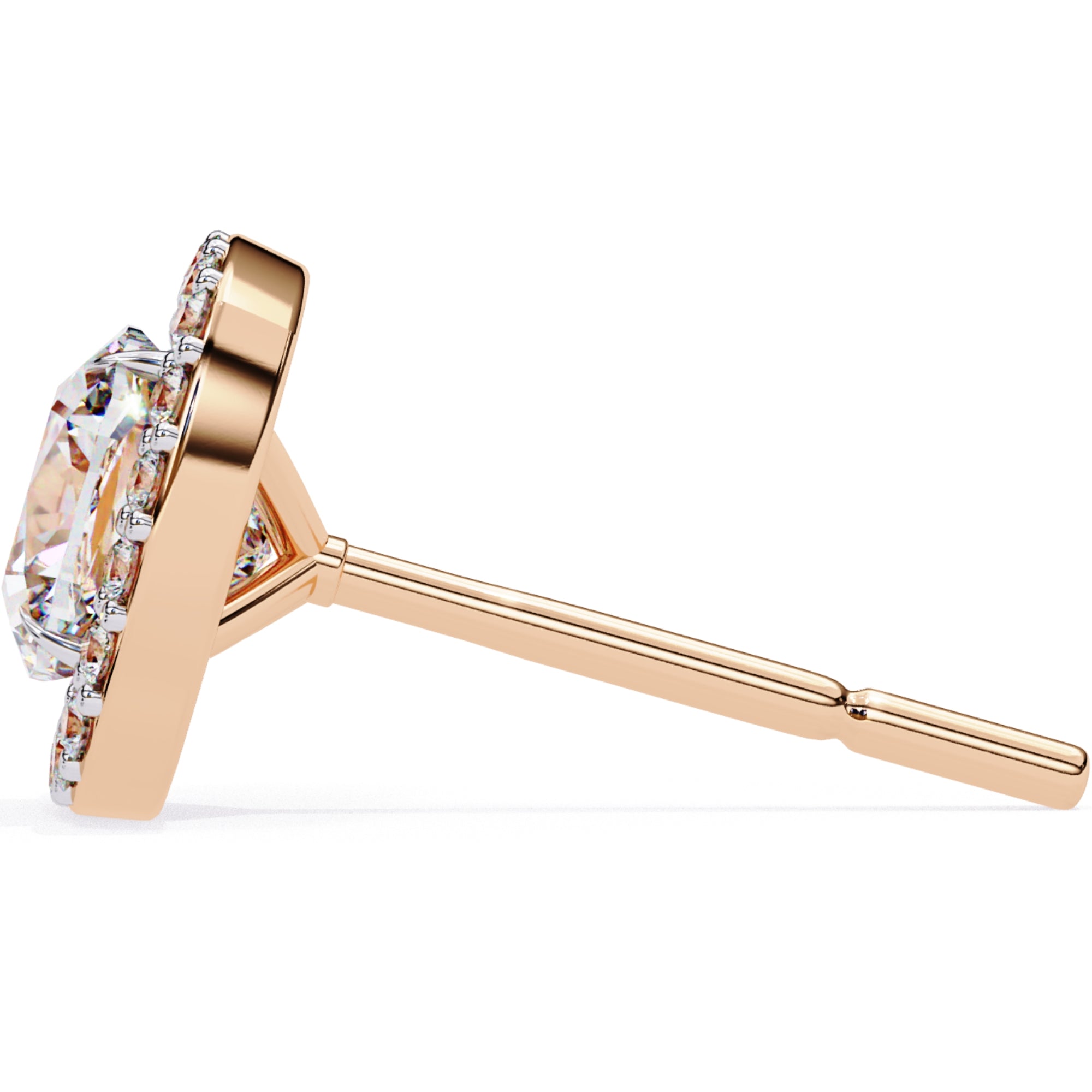 Cercei Stud Elsa cu Diamante Create în Laborator de 0.96 ct din 18K Aur Roz - Castelo.ro
