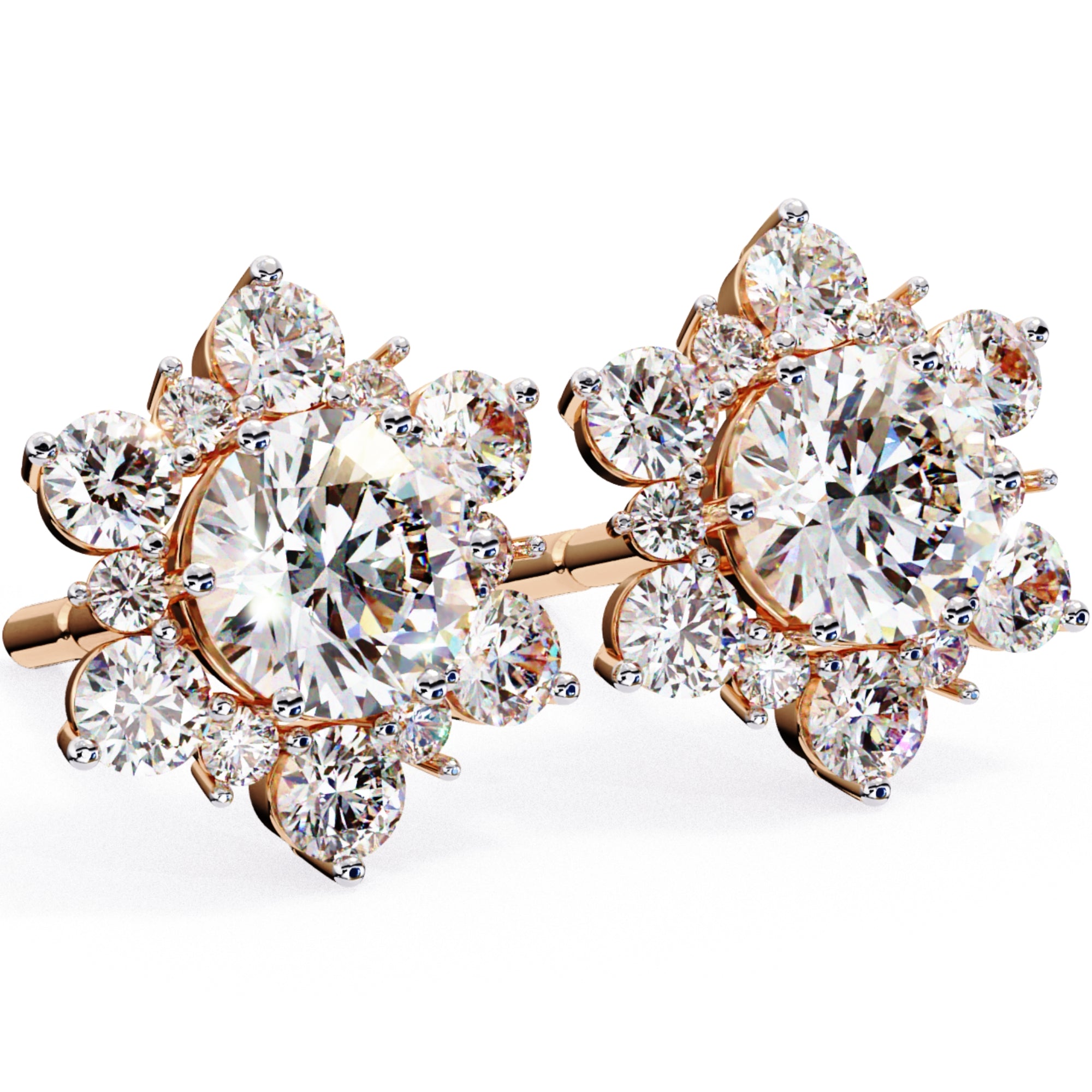 Cercei Stud Snowflake cu Diamante Create în Laborator de 0.72 ct din 18K Aur Roz - Castelo.ro