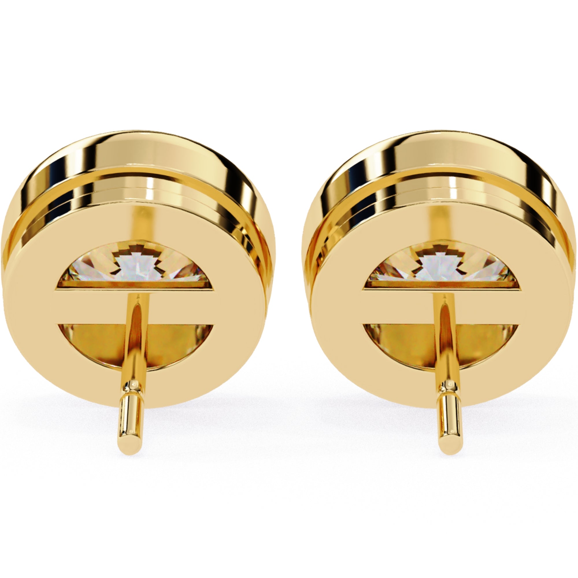 Cercei Stud Bezel din Aur 14k cu Moissanite Tăietură Briliant de 2.5 ct din 14K Aur Galben - Castelo.ro