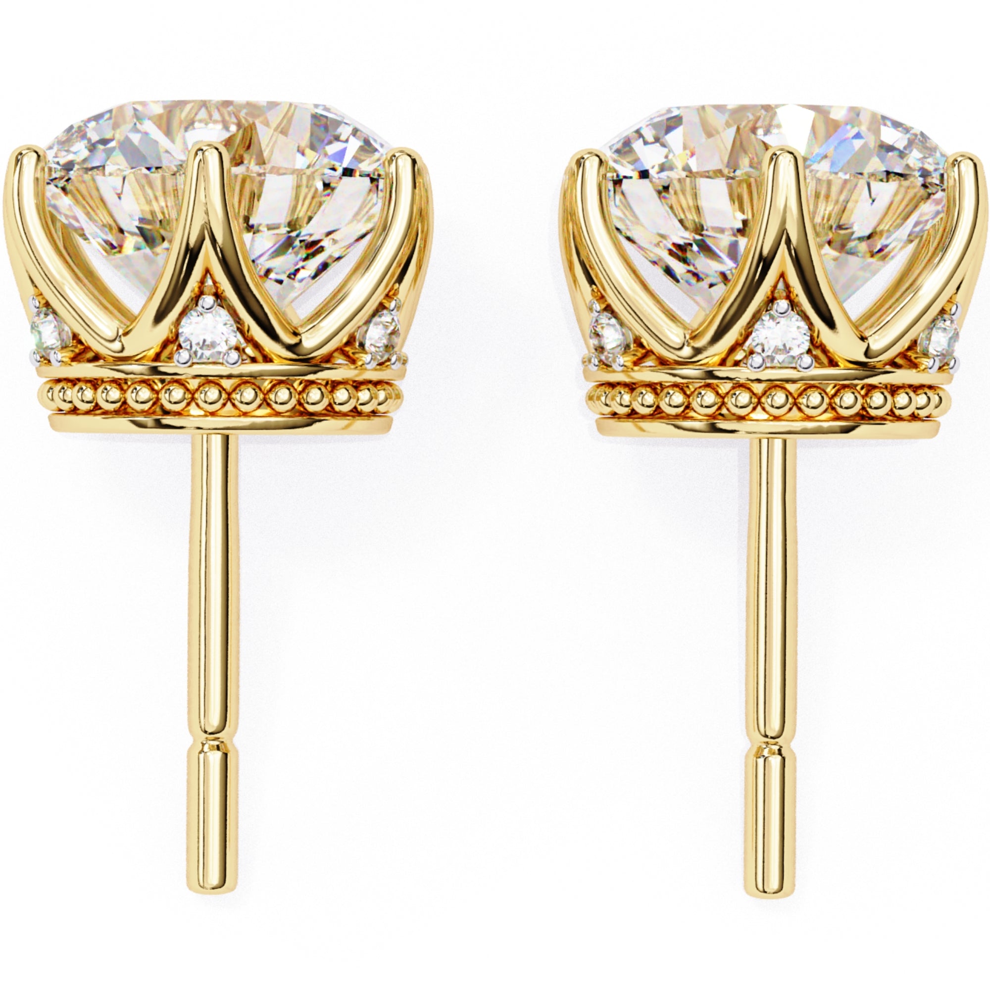 Cercei Stud Royal Cu Diamante Naturale Tăietură Briliant de 2.6 ct din 18K Aur Galben - Castelo.ro